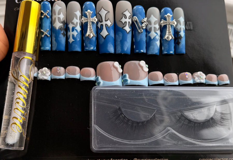 Blue Chrome Cross Set