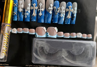 Blue Chrome Cross Set